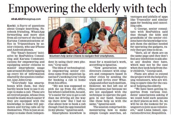 The Times of India_April 25, 2018_Page 03_Kochi_Empowering the elderly with tech (1)